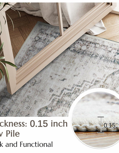 Load image into Gallery viewer, jinchan Area Rug 4x6 Washable Vintage Floral Non Slip Indoor Greige
