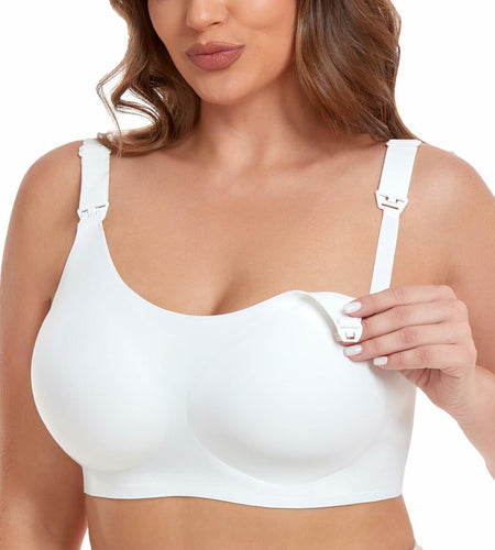 Gailife Nursing Bra Maternity Seamless Bralettes with Extenders White Size M