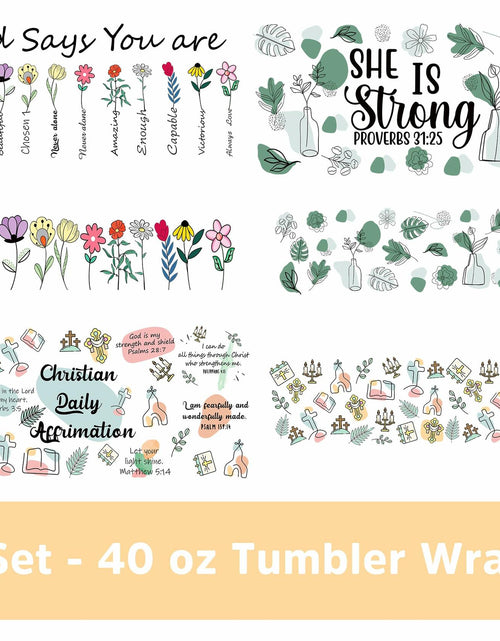 Load image into Gallery viewer, UV DTF Cup Wrap Transfer 6 Sheets Bible Verse Floral Waterproof 40oz Tumbler
