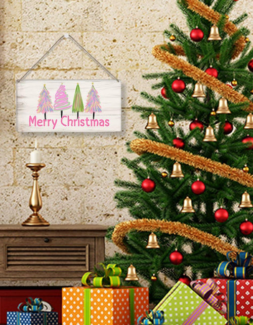 Load image into Gallery viewer, Christmas Decorations Merry Xmas Tree Decor Pink 12x6 inches
