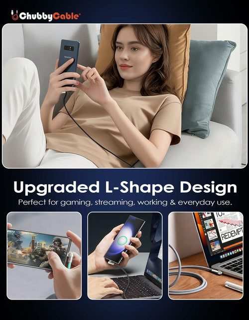 Load image into Gallery viewer, chubbycable FlexElbow Pro 90° 240W USB-A to USB-C Cable Rose Red 0.32FT
