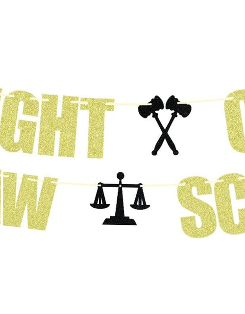 Load image into Gallery viewer, Straight Outta Law School Banner Graduation 2025 Glittery Congrats Lawyer
