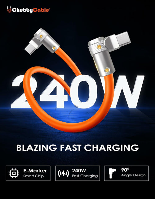 Load image into Gallery viewer, chubbycable FlexElbow Pro 90° 240W USB-A to USB-C Cable Rose Red 0.32FT
