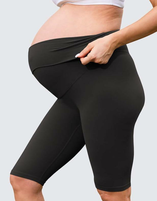 Load image into Gallery viewer, QoBexim Womens Maternity Yoga Shorts Over Belly Comfy Black Freesize
