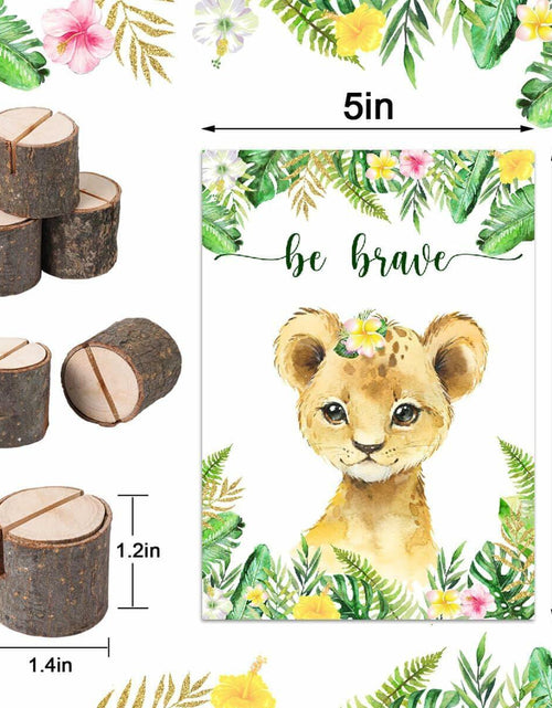 Load image into Gallery viewer, 16Pcs Pink Jungle Safari Baby Shower Centerpieces with Wooden Stands
