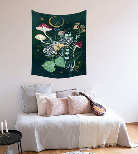Umootek Night Jungle Tapestry Wall Hanging Darkgreen 37x29 in