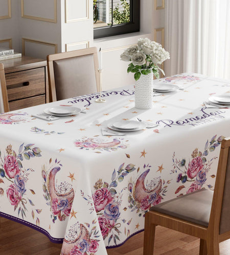 BOTB LIHM Eid Al-Fitr Ramadan Kareem Round Tablecloth 60x60 Inch Washable