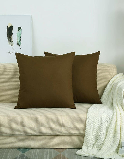 Load image into Gallery viewer, TangDepot Cotton Solid Throw Pillow Cover Coffee 18x18 1 Count
