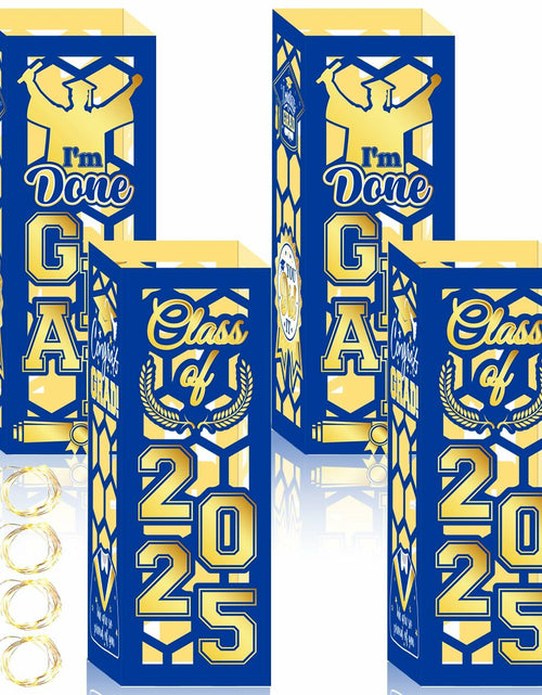 Load image into Gallery viewer, 6 Pcs Graduation Table Centerpieces Lantern Boxes LED Light Blue Class 2025
