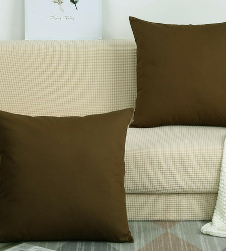 TangDepot Cotton Solid Throw Pillow Cover Coffee 18x18 1 Count