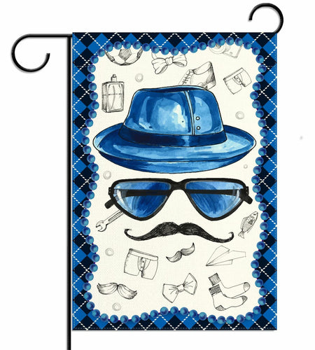 Linen Blue Fathers Day Garden Flag Double Sided 12.5x18 Inch