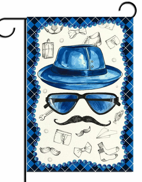 Load image into Gallery viewer, Linen Blue Fathers Day Garden Flag Double Sided 12.5x18 Inch
