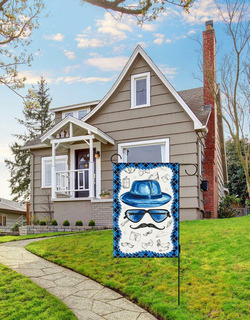 Load image into Gallery viewer, Linen Blue Fathers Day Garden Flag Double Sided 12.5x18 Inch
