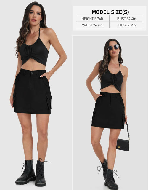 Load image into Gallery viewer, MoFiz Women's 18" Knee Length Golf Skirt Athletic Casual Cargo Black XS Size XS
