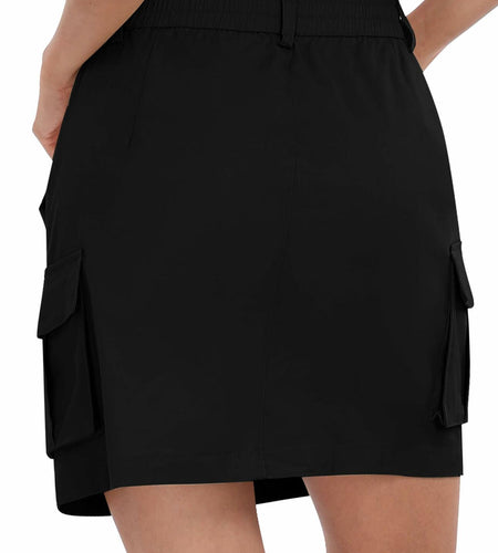 MoFiz Women's 18" Knee Length Golf Skirt Athletic Casual Cargo Black XS Size XS