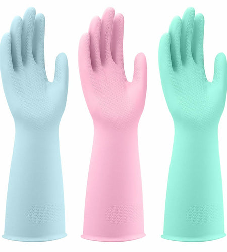 FCTTD Rubber Cleaning Gloves 6 Pairs Small Multicolor Kitchen Dishwashing