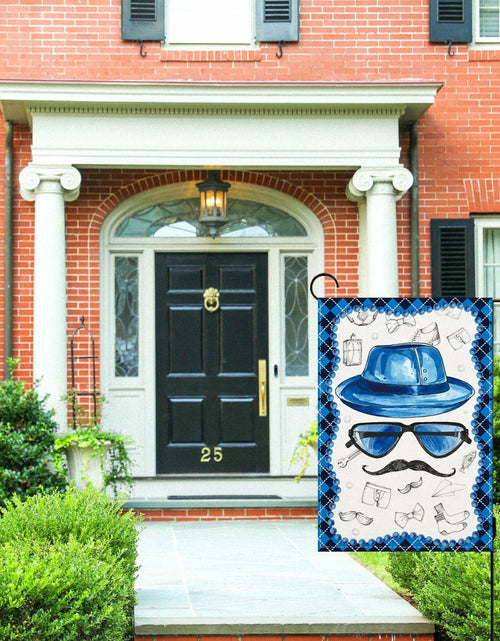 Load image into Gallery viewer, Linen Blue Fathers Day Garden Flag Double Sided 12.5x18 Inch
