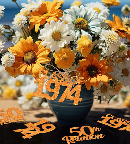 Balterever 24PCS 50th Class Reunion Tags Green Class of 1974 Party Decorations