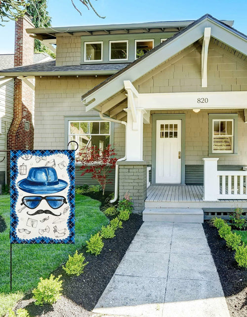 Load image into Gallery viewer, Linen Blue Fathers Day Garden Flag Double Sided 12.5x18 Inch
