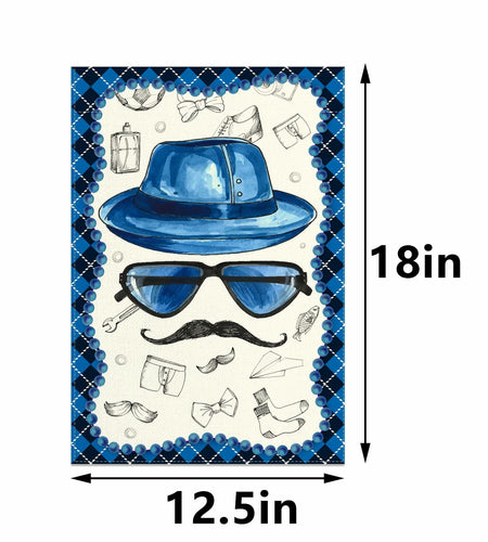 Linen Blue Fathers Day Garden Flag Double Sided 12.5x18 Inch