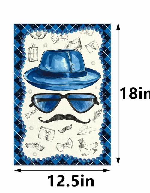 Load image into Gallery viewer, Linen Blue Fathers Day Garden Flag Double Sided 12.5x18 Inch
