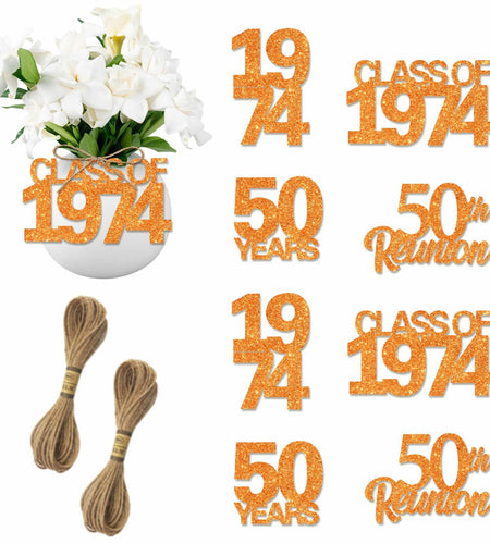 Balterever 24PCS 50th Class Reunion Tags Green Class of 1974 Party Decorations