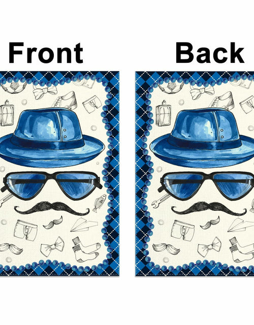 Load image into Gallery viewer, Linen Blue Fathers Day Garden Flag Double Sided 12.5x18 Inch
