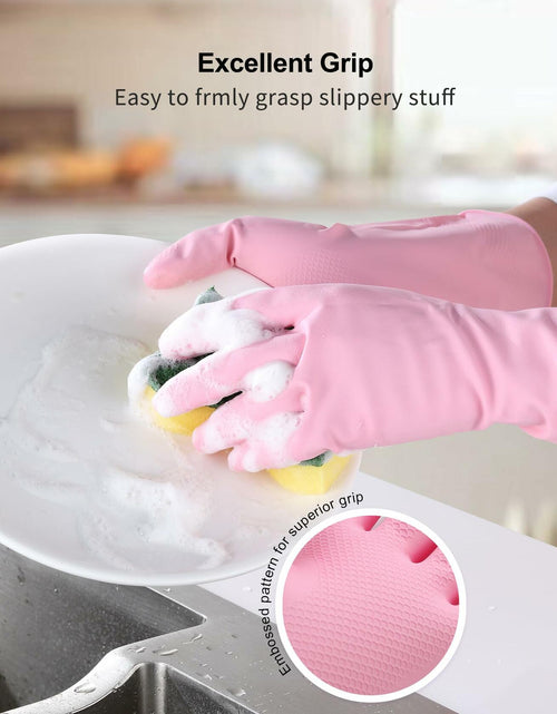 Load image into Gallery viewer, FCTTD Rubber Cleaning Gloves 6 Pairs Small Multicolor Kitchen Dishwashing
