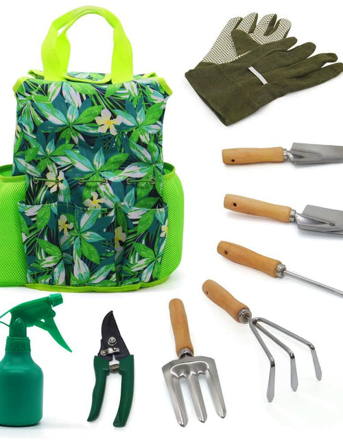 Load image into Gallery viewer, [Like New] 9-Piece Garden Tools Set with Gloves and Colorful Tote - Gardening Kit
