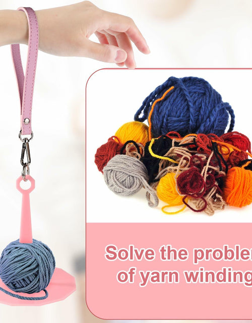 Load image into Gallery viewer, Portable Wrist Yarn Holder Leather Strap Yarn Spinner Organizer Pink
