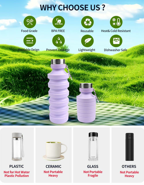 Load image into Gallery viewer, Mitour Collapsible Water Bottle 27oz BPA Free Silicone Foldable Leakproof
