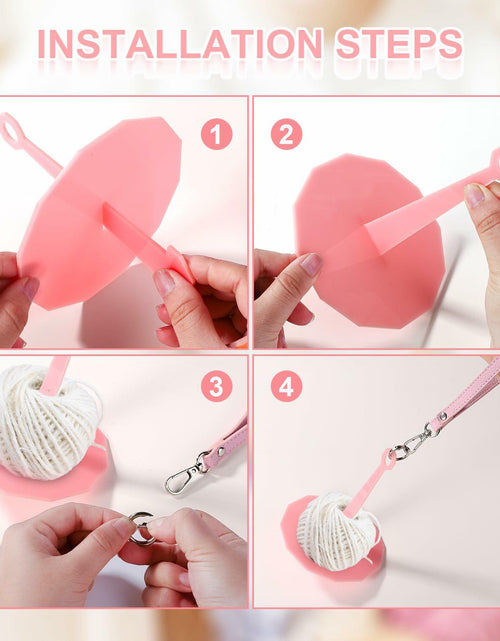 Load image into Gallery viewer, Portable Wrist Yarn Holder Leather Strap Yarn Spinner Organizer Pink
