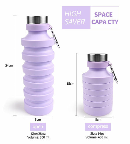 Mitour Collapsible Water Bottle 27oz BPA Free Silicone Foldable Leakproof