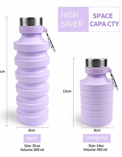 Load image into Gallery viewer, Mitour Collapsible Water Bottle 27oz BPA Free Silicone Foldable Leakproof

