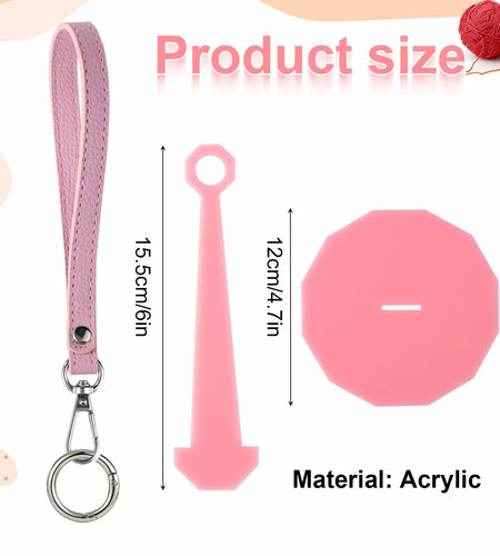 Portable Wrist Yarn Holder Leather Strap Yarn Spinner Organizer Pink