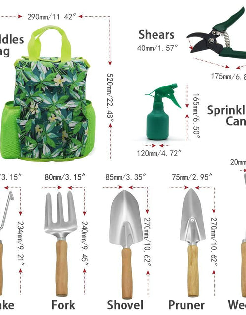 Load image into Gallery viewer, [Like New] 9-Piece Garden Tools Set with Gloves and Colorful Tote - Gardening Kit
