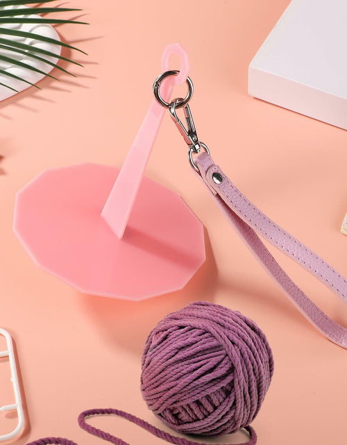 Load image into Gallery viewer, Portable Wrist Yarn Holder Leather Strap Yarn Spinner Organizer Pink
