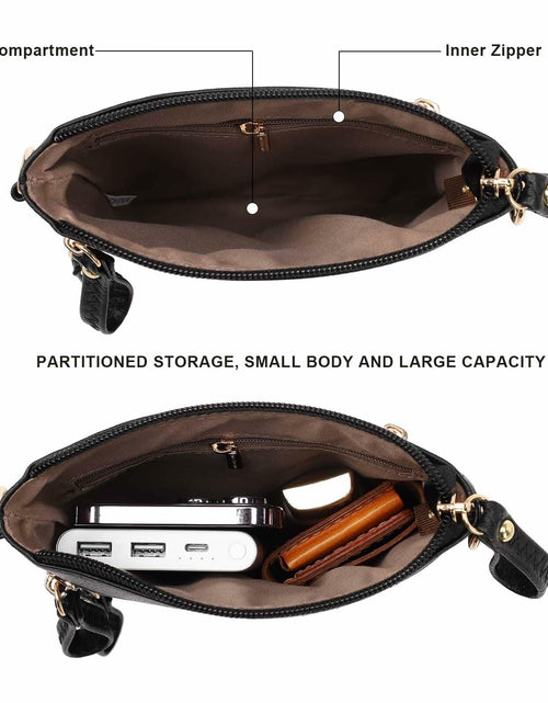 Load image into Gallery viewer, AMELIE GALANTI Small Vegan Crossbody Purse Bag Triple Zipper Black
