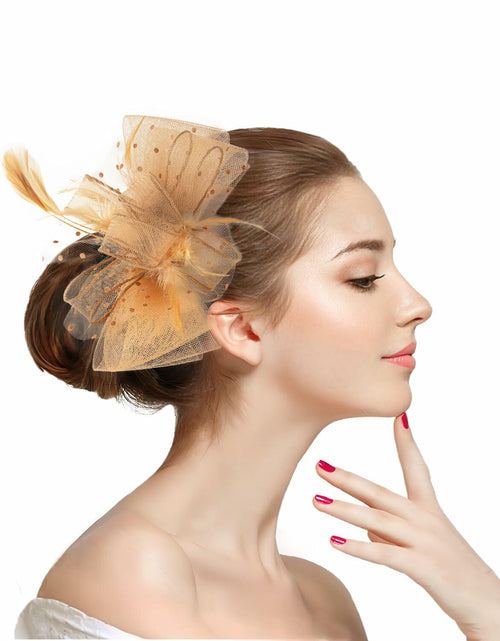 Load image into Gallery viewer, Unpifolov Fascinators Flower Mesh Feathers Headwear Dark Yellow
