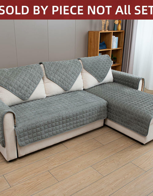 Load image into Gallery viewer, TAOMOCASTL Corduroy Sectional Sofa Cover Non Slip Washable Gray 28x70 1pc
