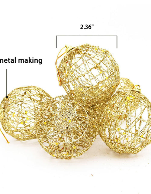 Load image into Gallery viewer, 16 Golden Christmas Balls Ornaments 2.36in Gold Glitter Tree Decor
