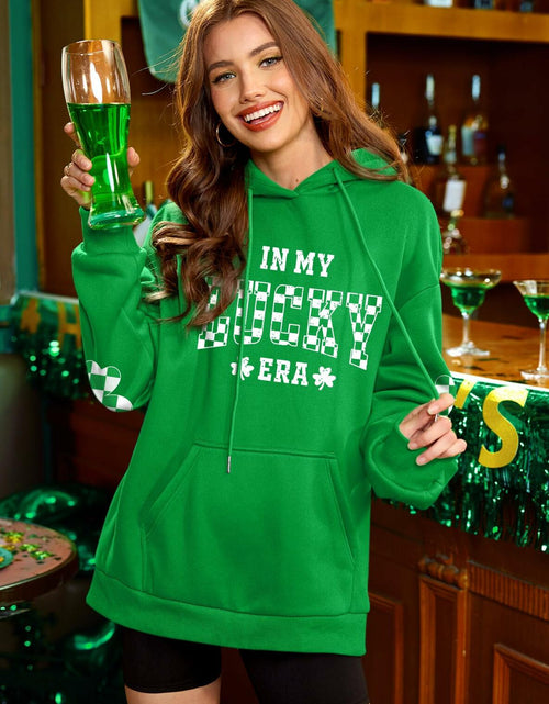 Load image into Gallery viewer, For G and PL Women's St Patricks Oversized Clover Hoodie Green Size 2XL
