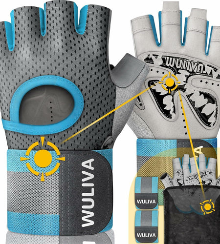 WULIVA Workout Gloves Padded Detachable Strap Gym Cycling Training Bag