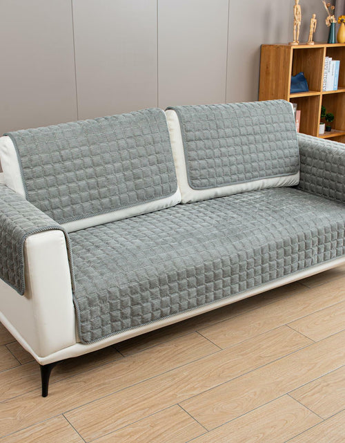 Load image into Gallery viewer, TAOMOCASTL Corduroy Sectional Sofa Cover Non Slip Washable Gray 28x70 1pc
