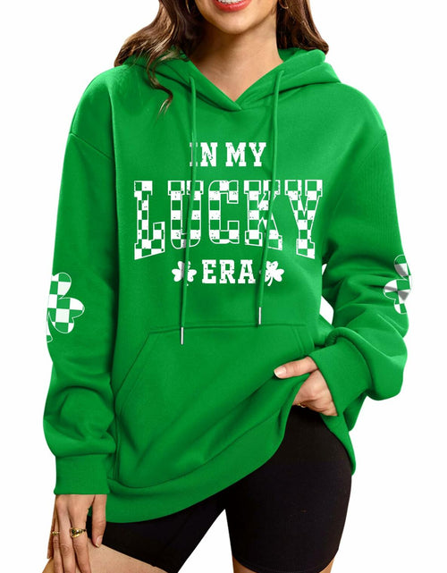 Load image into Gallery viewer, For G and PL Women's St Patricks Oversized Clover Hoodie Green Size 2XL
