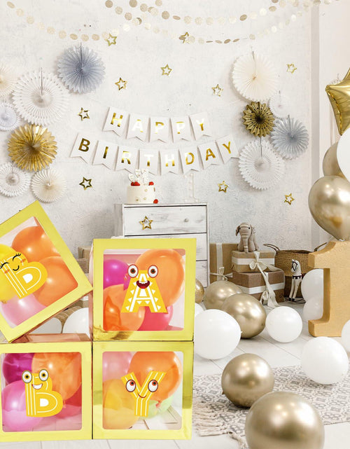 Load image into Gallery viewer, [Like New] Onteftshop Baby Boxes Letters Party Decorations Transparent Gold 4pcs
