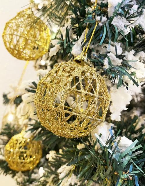Load image into Gallery viewer, 16 Golden Christmas Balls Ornaments 2.36in Gold Glitter Tree Decor
