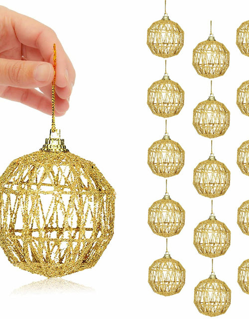 Load image into Gallery viewer, 16 Golden Christmas Balls Ornaments 2.36in Gold Glitter Tree Decor
