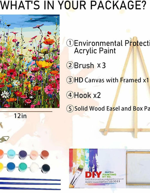 Load image into Gallery viewer, [Like New] Eiazuiks Paint by Number Kit Wild Flower 12x16 with Frame &amp; Brushes
