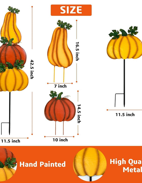 Load image into Gallery viewer, ALLADINBOX Rustic Stacked 3 Pumpkin Yard Stake Thanksgiving Fall Decor
